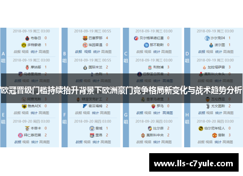 欧冠晋级门槛持续抬升背景下欧洲豪门竞争格局新变化与战术趋势分析